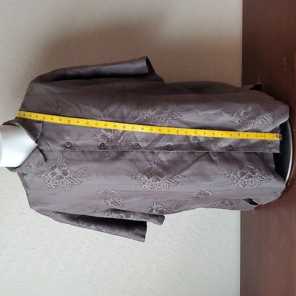 Caribbean Mens Leaf Print Button Up Shirt Short Sleeve Chest Pocket - Picture 5 of 14